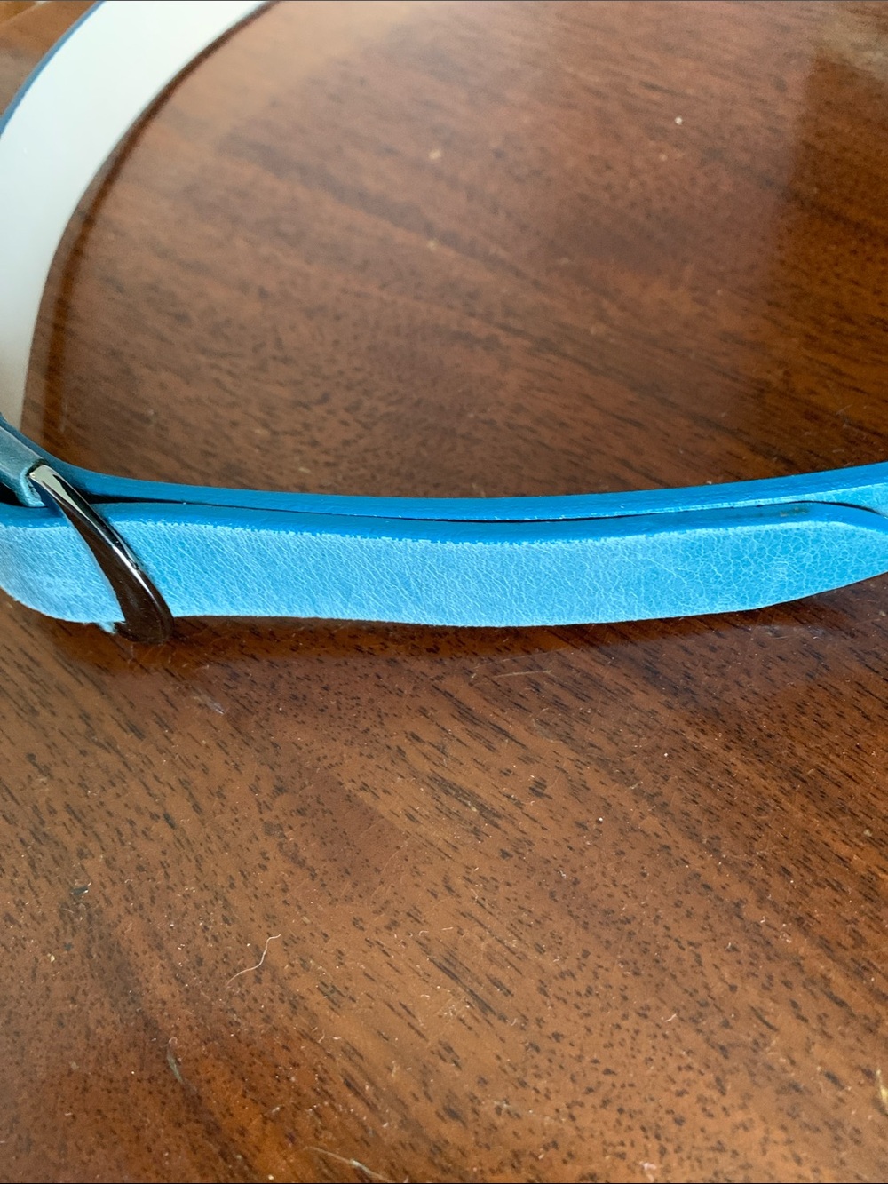 Esprit Teal Blue Leather Belt with Silver-Tone Buckle - Picture 8 of 8